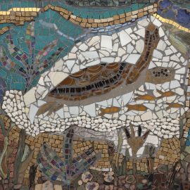swimming turtle mosaic