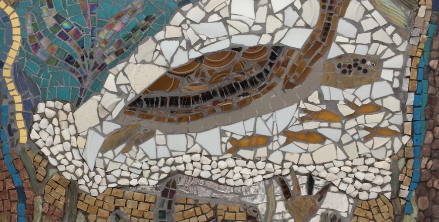swimming turtle mosaic